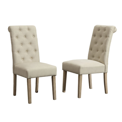 Habit Solid Wood Tufted Parsons Dining Chair, Set of 2, Tan image 9