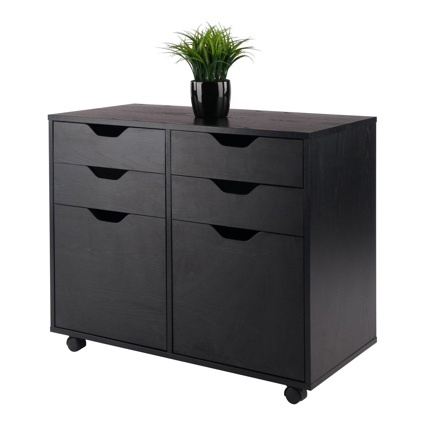 Halifax Wide 2-Door Storage Cabinet; 4-Drawer; Black image 3