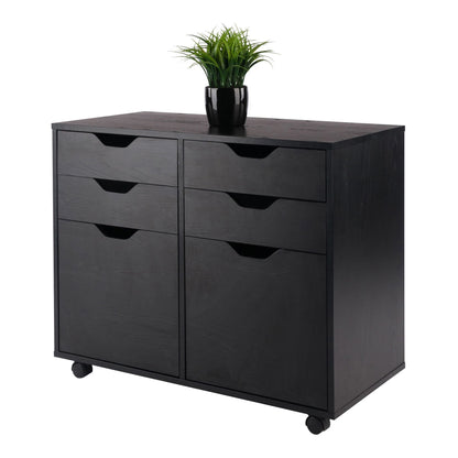 Halifax Wide 2-Door Storage Cabinet; 4-Drawer; Black image 3
