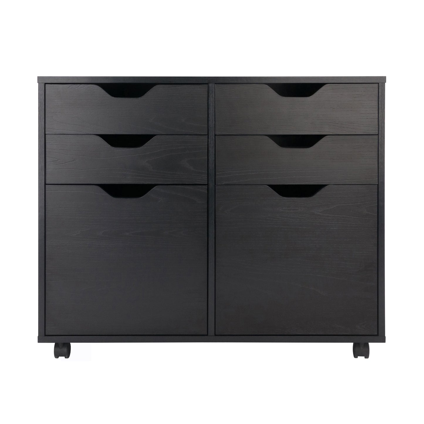 Halifax Wide 2-Door Storage Cabinet; 4-Drawer; Black image 8