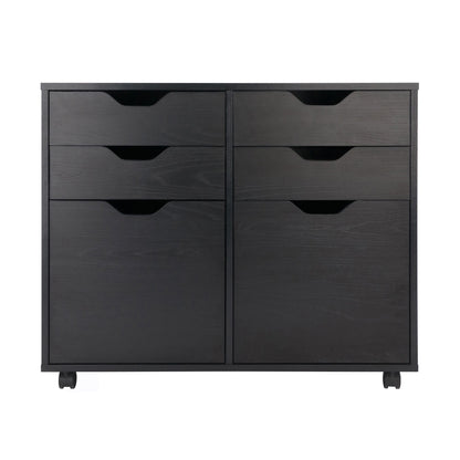 Halifax Wide 2-Door Storage Cabinet; 4-Drawer; Black image 8