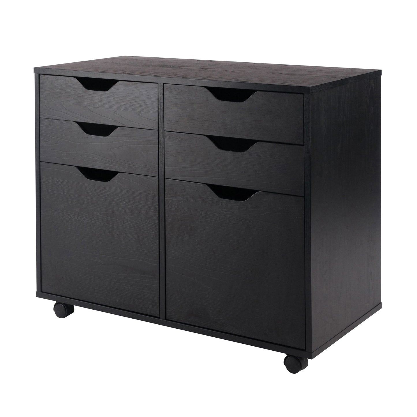 Halifax Wide 2-Door Storage Cabinet; 4-Drawer; Black image 1