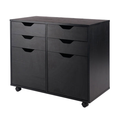 Halifax Wide 2-Door Storage Cabinet; 4-Drawer; Black image 1