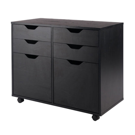 Halifax Wide 2-Door Storage Cabinet; 4-Drawer; Black image 1