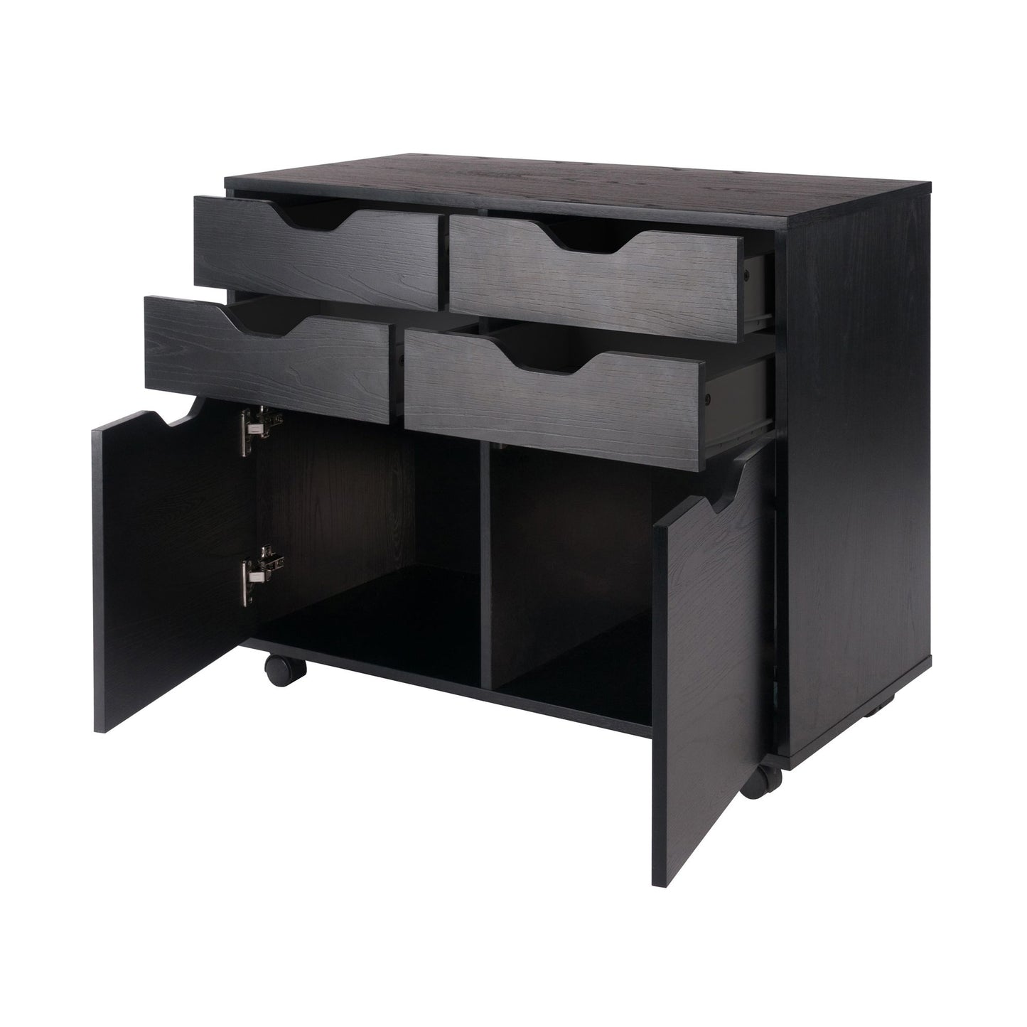 Halifax Wide 2-Door Storage Cabinet; 4-Drawer; Black image 9