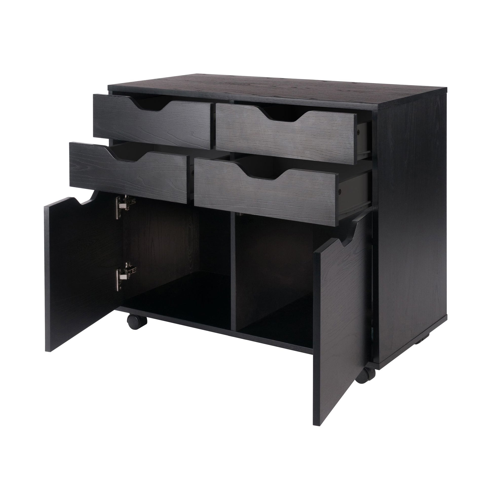 Halifax Wide 2-Door Storage Cabinet; 4-Drawer; Black image 9