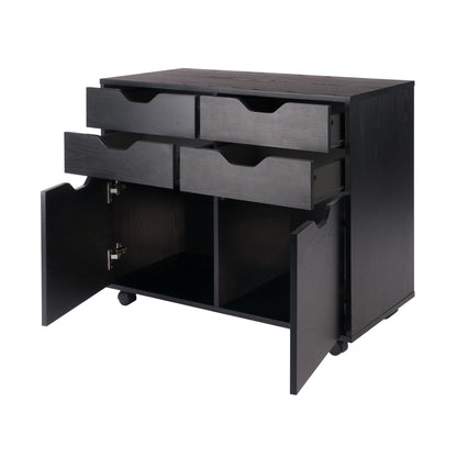 Halifax Wide 2-Door Storage Cabinet; 4-Drawer; Black image 9