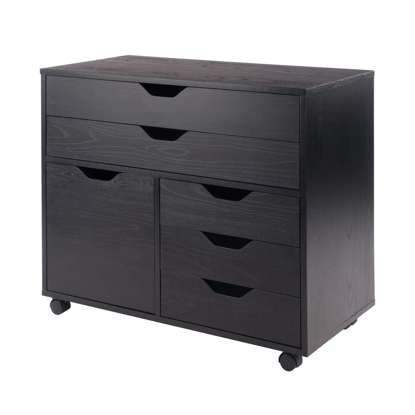 Halifax Wide Storage Cabinet; 3-Small & 2-Wide Drawers; Black image 1