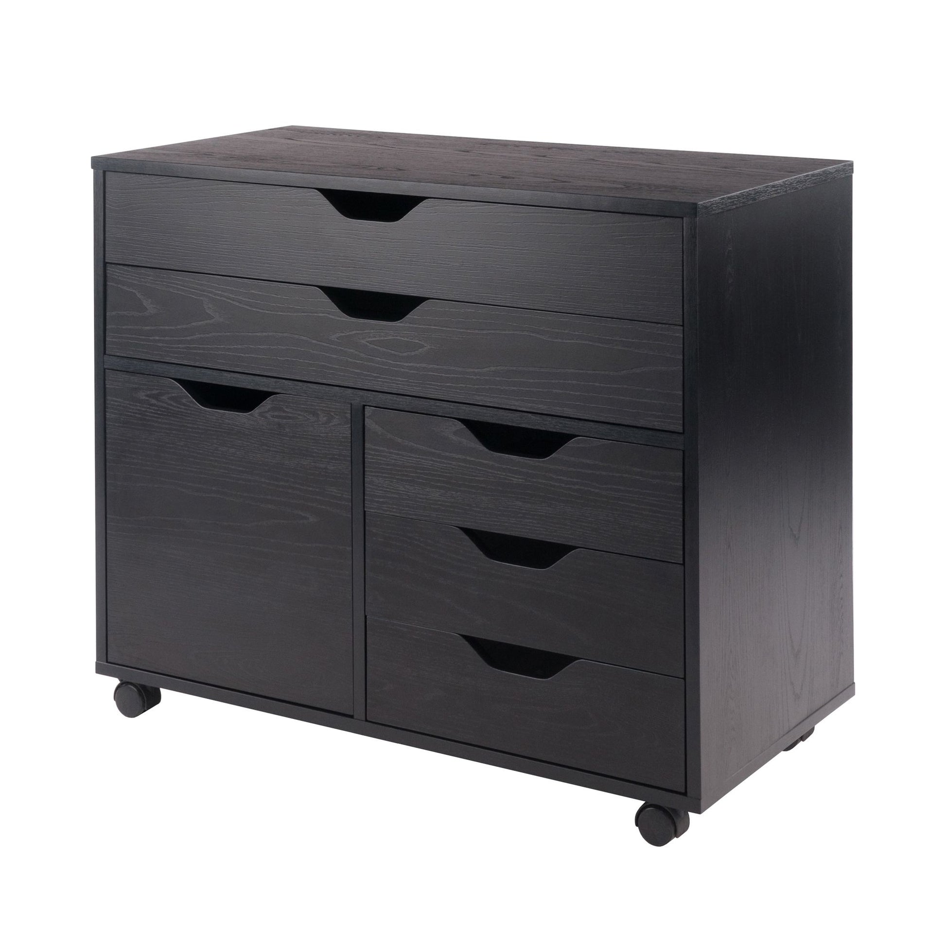Halifax Wide Storage Cabinet; 3-Small & 2-Wide Drawers; Black image 1