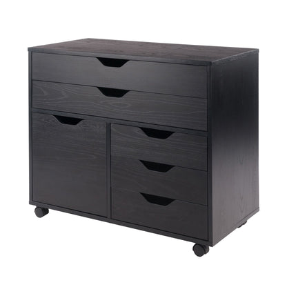 Halifax Wide Storage Cabinet; 3-Small & 2-Wide Drawers; Black image 1