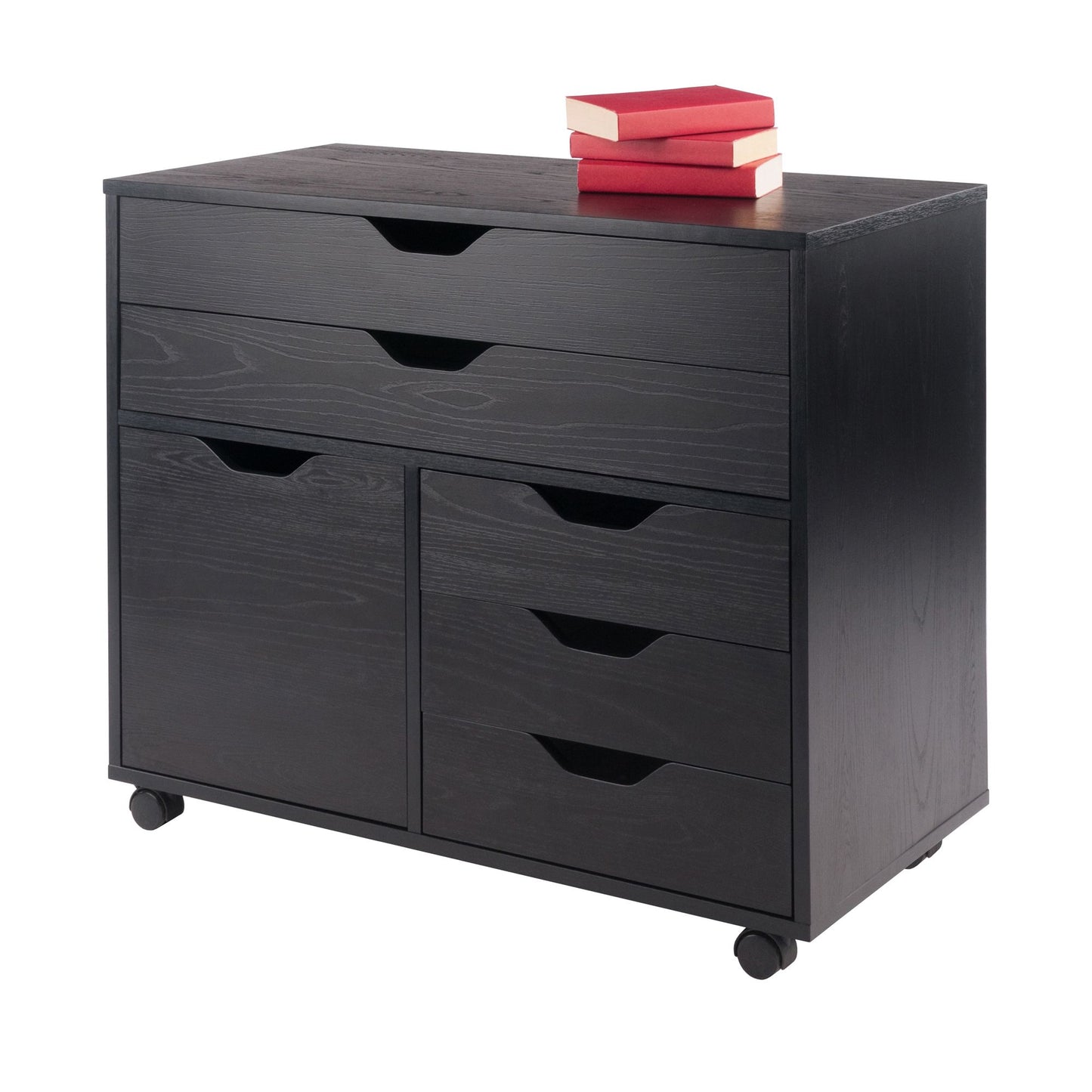 Halifax Wide Storage Cabinet; 3-Small & 2-Wide Drawers; Black image 4