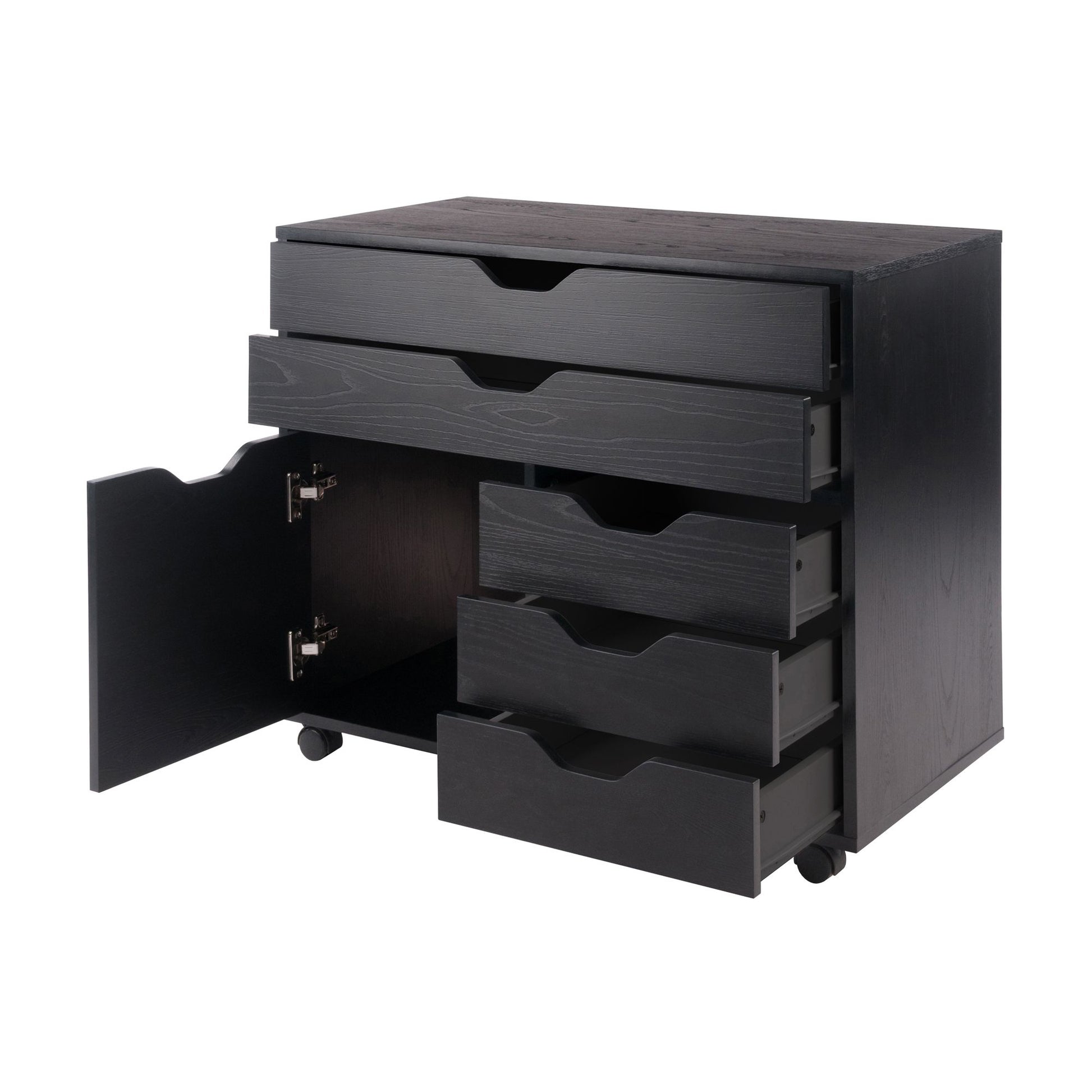 Halifax Wide Storage Cabinet; 3-Small & 2-Wide Drawers; Black image 9