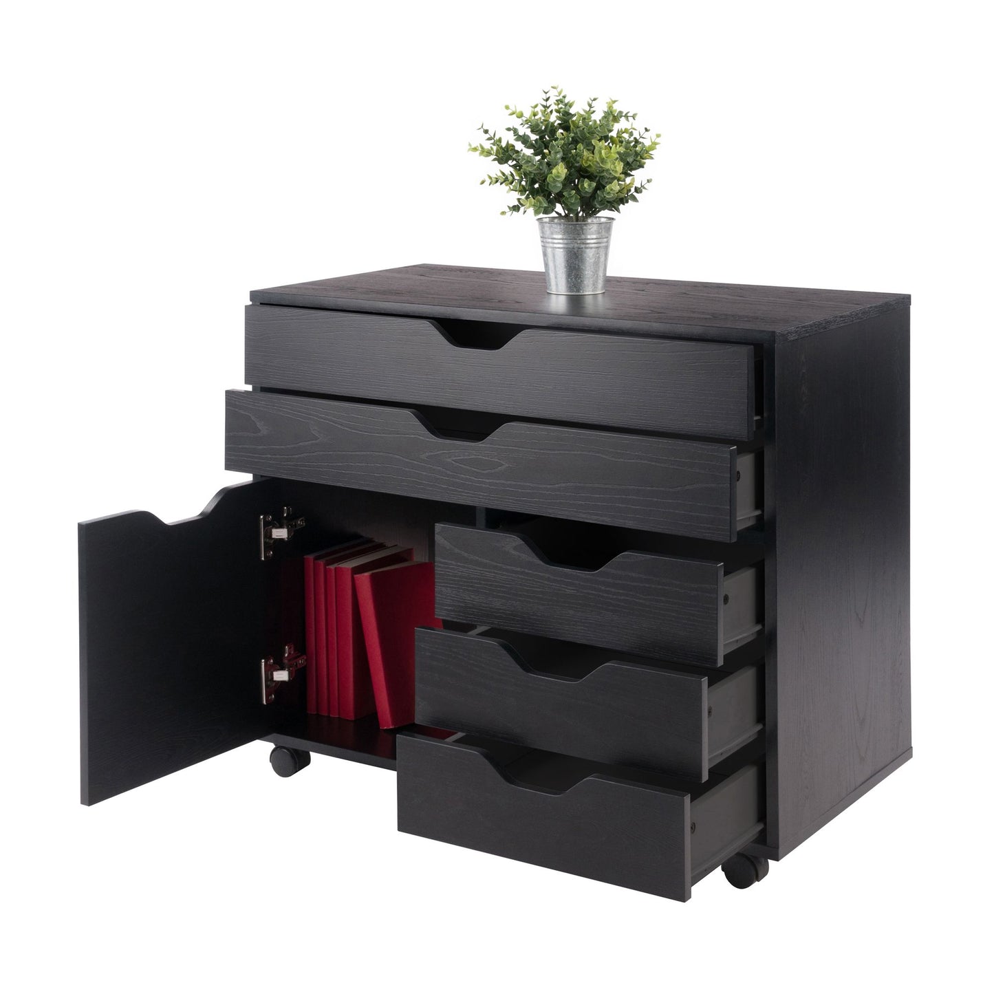 Halifax Wide Storage Cabinet; 3-Small & 2-Wide Drawers; Black image 3