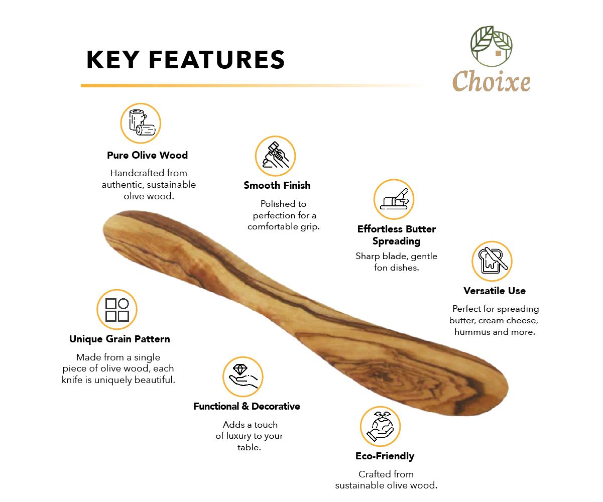 Handcrafted Mediterranean Olive Wood Butter Knife - Premium Natural Wooden Spreader for Butter, Cream Cheese, Jams and D image 4
