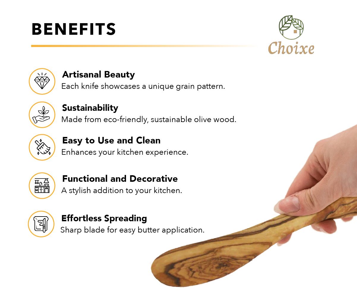 Handcrafted Mediterranean Olive Wood Butter Knife - Premium Natural Wooden Spreader for Butter, Cream Cheese, Jams and D image 5