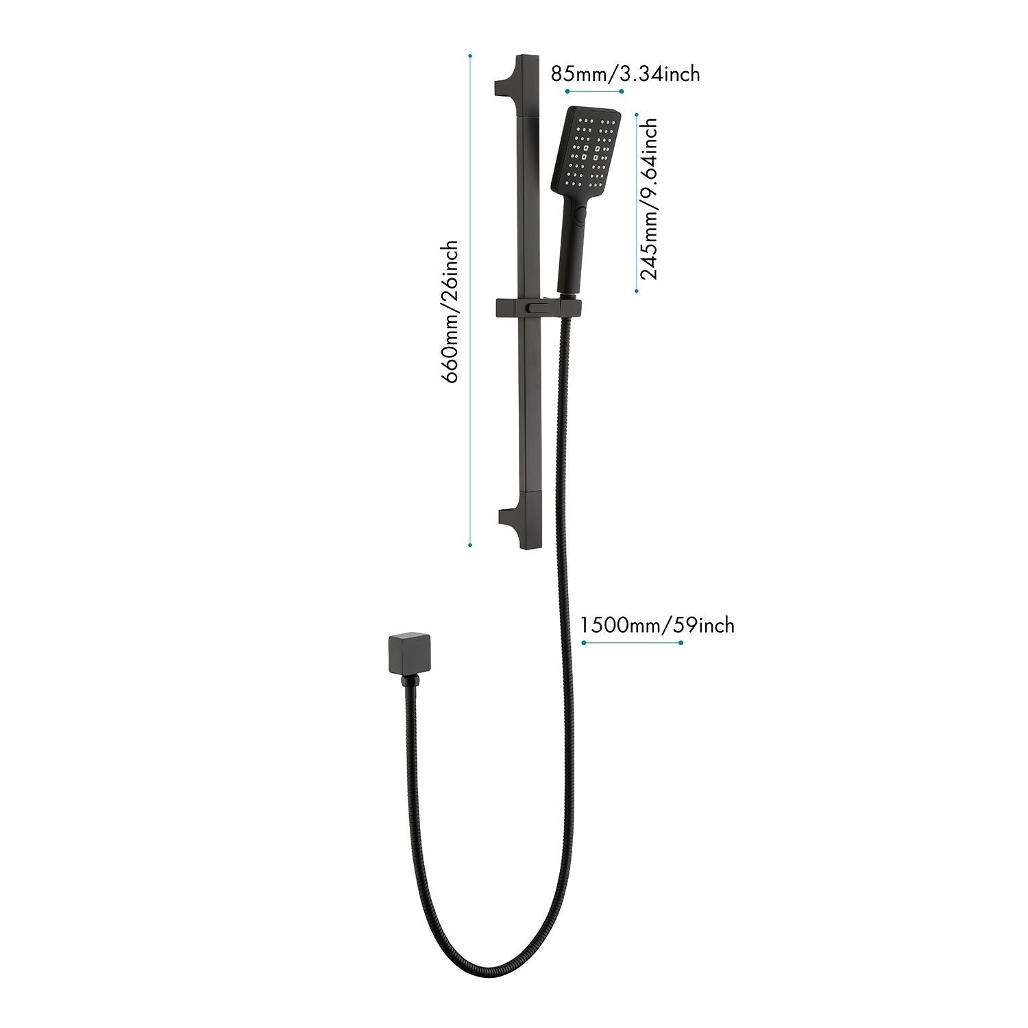 Handheld Shower with 28-Inch Slide Bar and 59-Inch Hose image 15