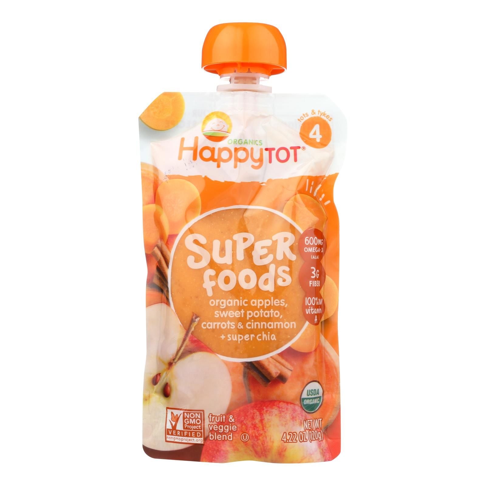 Happy Baby Happytot Organic Superfoods Sweet Potato Apple Carrot And Cinnamon - 4.22 Oz - Case Of 16 image 1