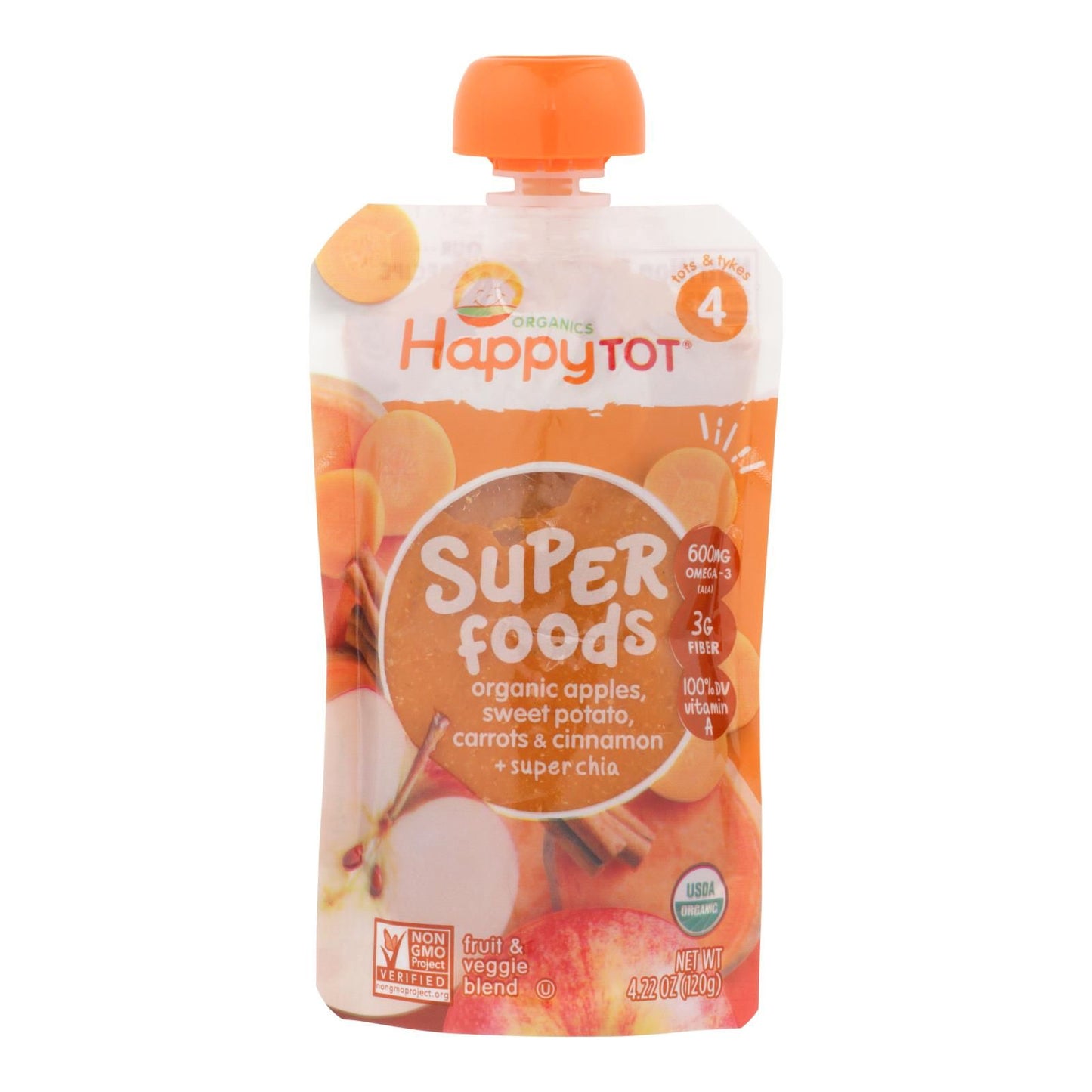 Happy Baby Happytot Organic Superfoods Sweet Potato Apple Carrot And Cinnamon - 4.22 Oz - Case Of 16 image 4