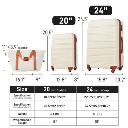 Hardshell Luggage Sets 2Pcs + Bag Spinner Suitcase with TSA Lock Lightweight 20" + 24" image 5