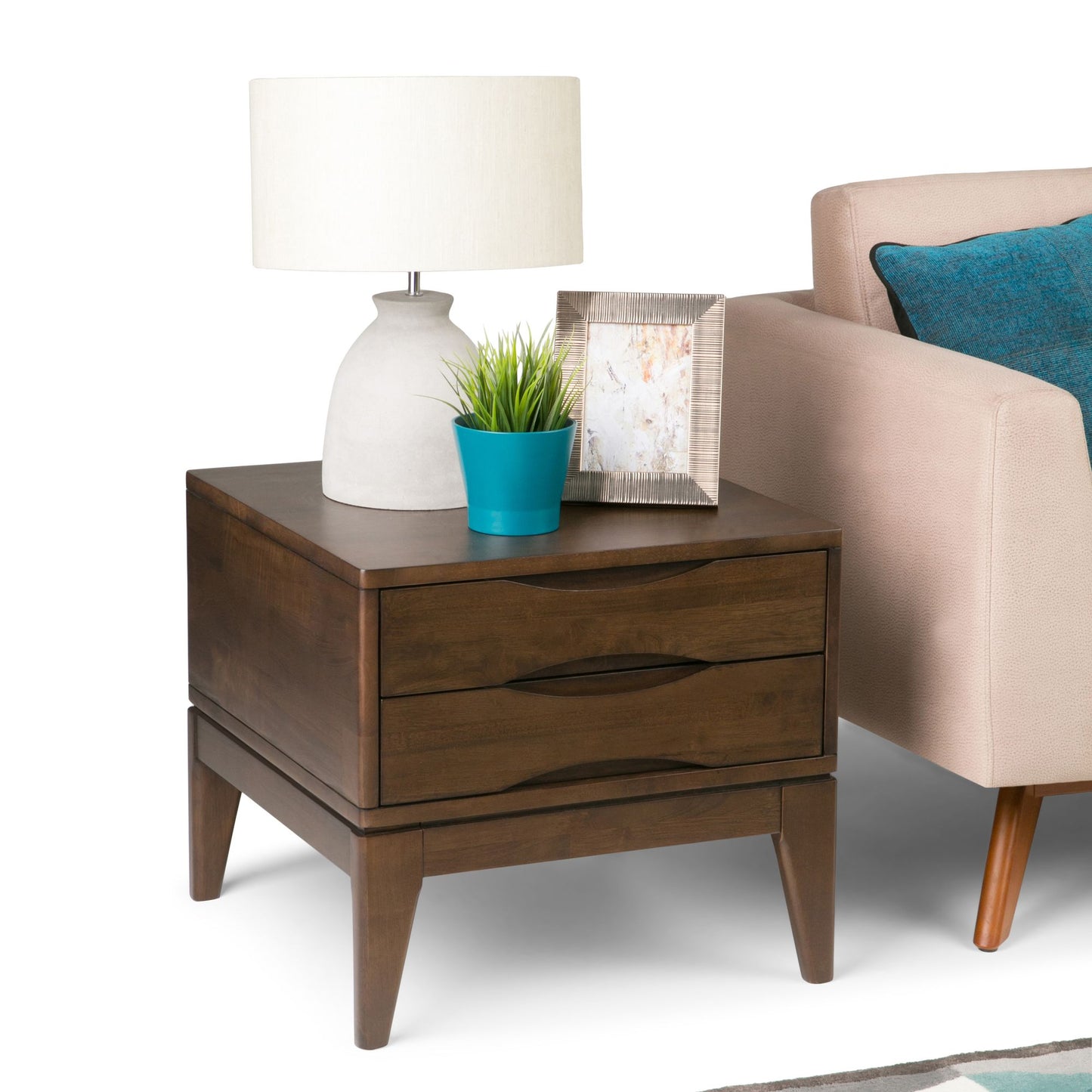 Harper 22 inch Wide Solid Wood End Table in Walnut Brown image 8