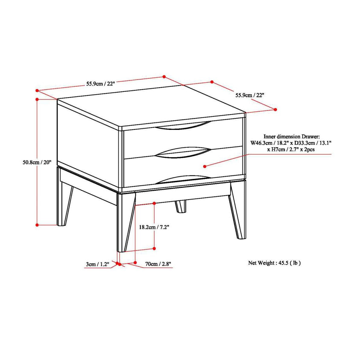 Harper 22 inch Wide Solid Wood End Table in Walnut Brown image 7