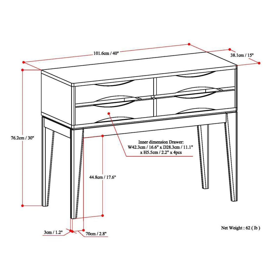 Harper 40 inch Wide Solid Wood Hallway Console Table in Walnut Brown image 7