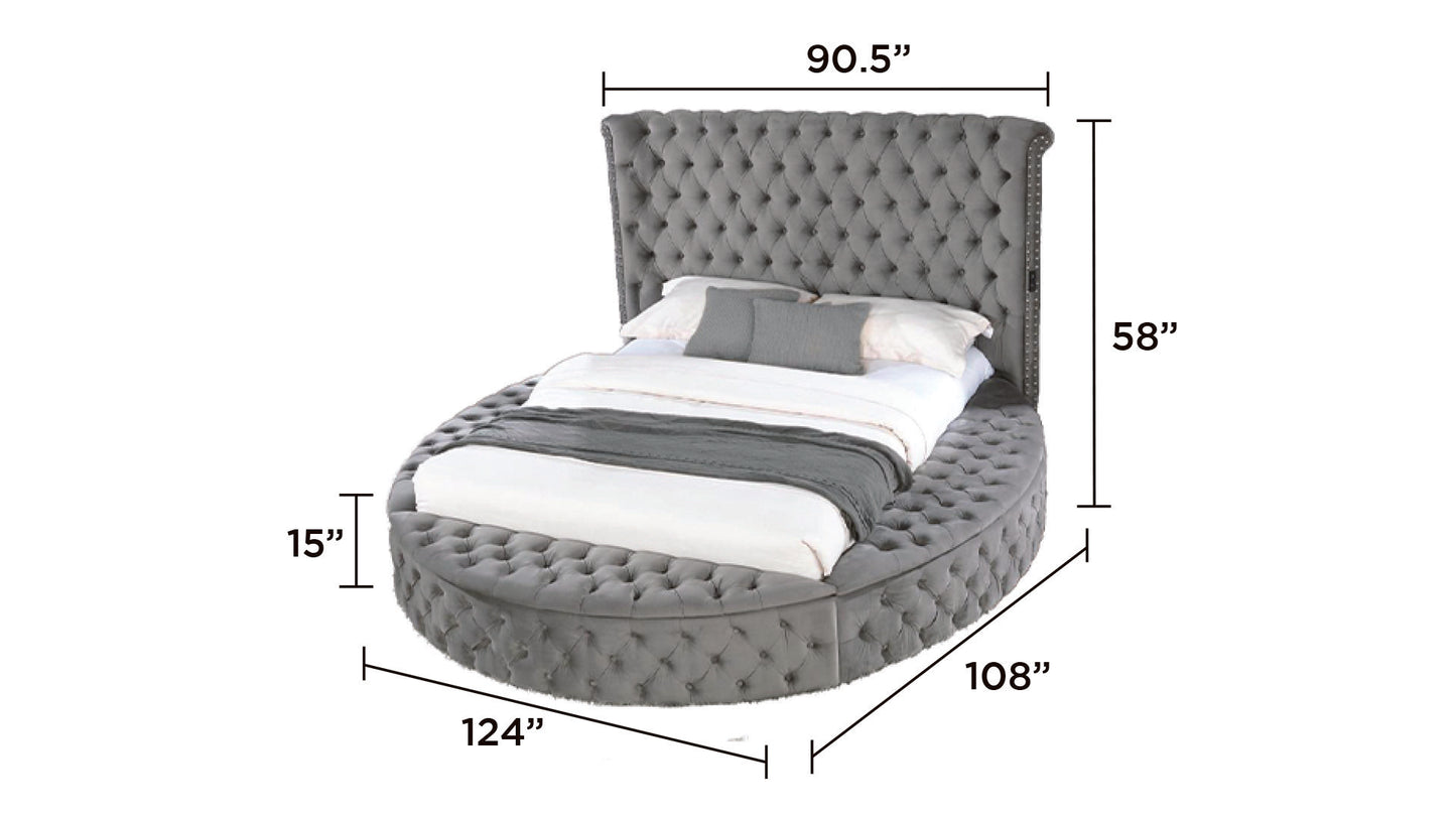 Hazel King Size Tufted Storage Bed made with Wood in Gray image 2