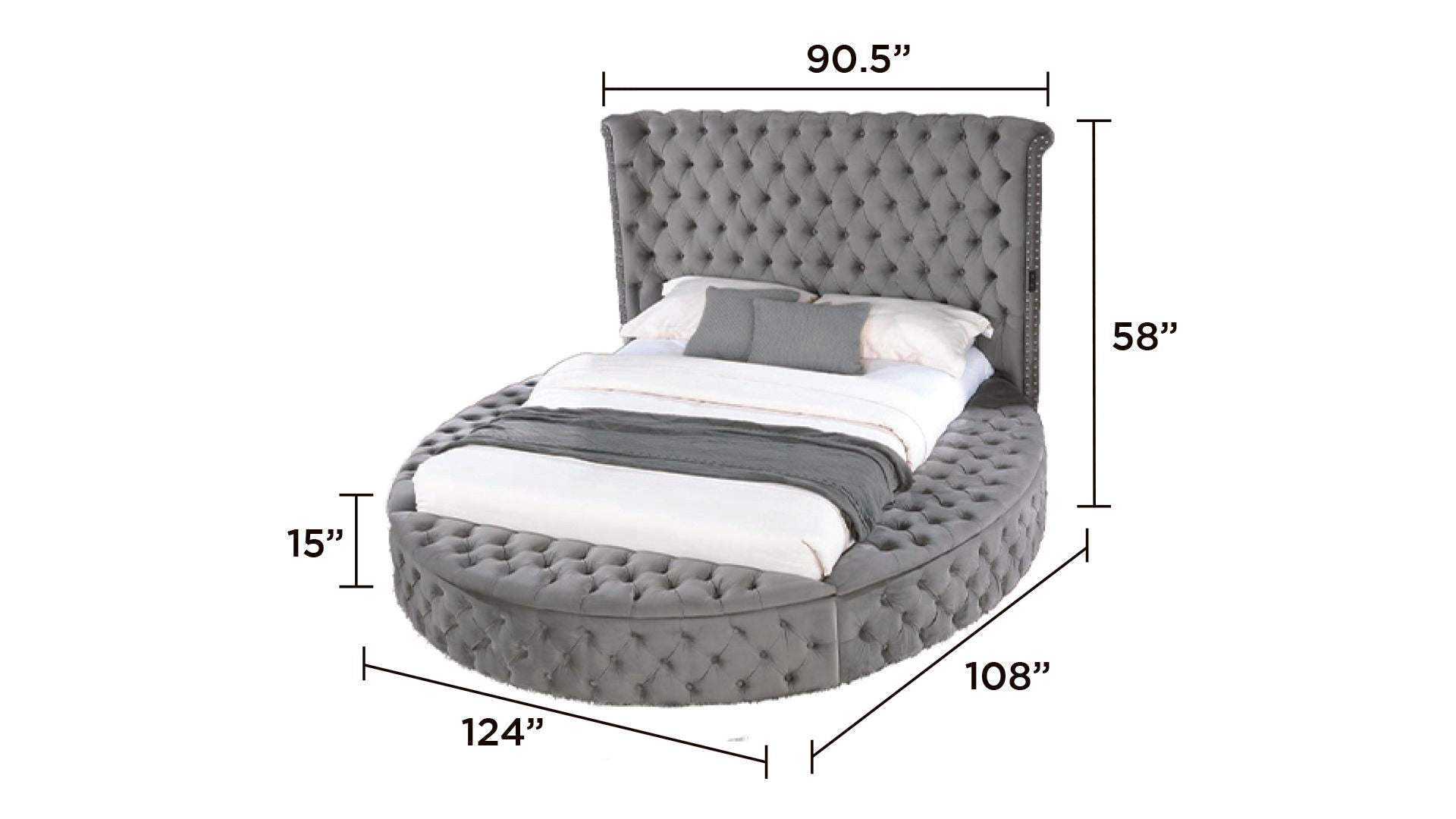 Hazel King Size Tufted Storage Bed made with Wood in Gray image 2