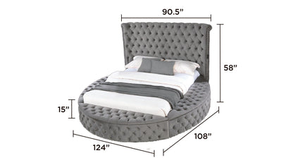 Hazel King Size Tufted Storage Bed made with Wood in Gray image 2