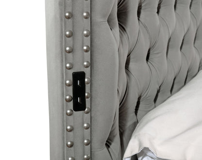 Hazel King Size Tufted Storage Bed made with Wood in Gray image 5