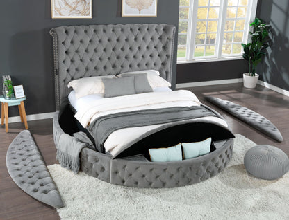 Hazel King Size Tufted Storage Bed made with Wood in Gray image 3