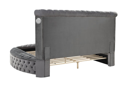 Hazel King Size Tufted Storage Bed made with Wood in Gray image 6