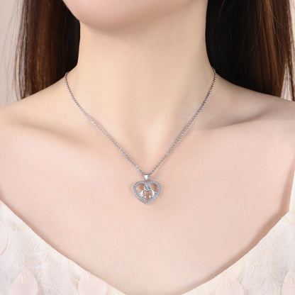 Heart Pendant Necklace 14k White Gold Plated Cubic Zirconia Love Heart Jewelry for Women Girls image 5