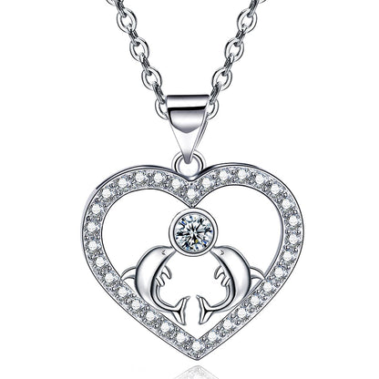 Heart Pendant Necklace 14k White Gold Plated Cubic Zirconia Love Heart Jewelry for Women Girls image 1