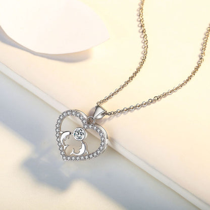 Heart Pendant Necklace 14k White Gold Plated Cubic Zirconia Love Heart Jewelry for Women Girls image 2