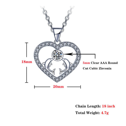 Heart Pendant Necklace 14k White Gold Plated Cubic Zirconia Love Heart Jewelry for Women Girls image 4