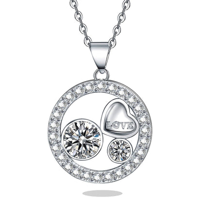 Heart Pendant Necklace 14k White Gold Plated Family Love Heart Jewelry for Women Girl image 2
