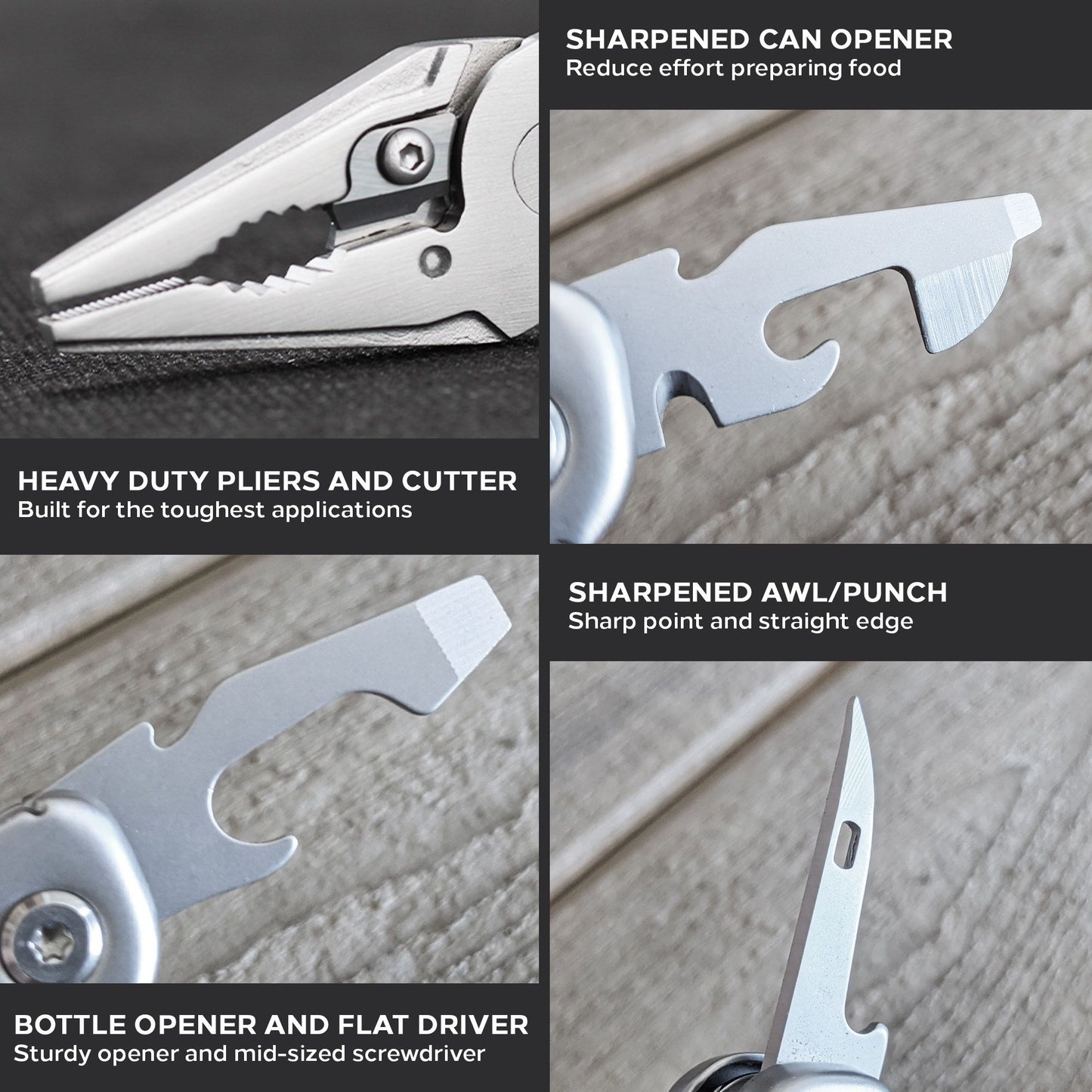 Heavy Duty Multitool | Military Grade Stainless Steel Frame;  Deep Profile Blade;  First Aid Scissors;  Sturdy Pliers;   image 5