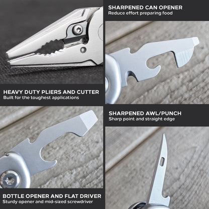 Heavy Duty Multitool | Military Grade Stainless Steel Frame;  Deep Profile Blade;  First Aid Scissors;  Sturdy Pliers;   image 5