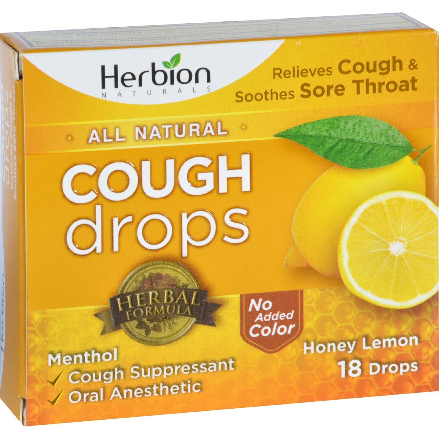 Herbion Naturals Cough Drops - All Natural - Honey Lemon - 18 Drops image 1
