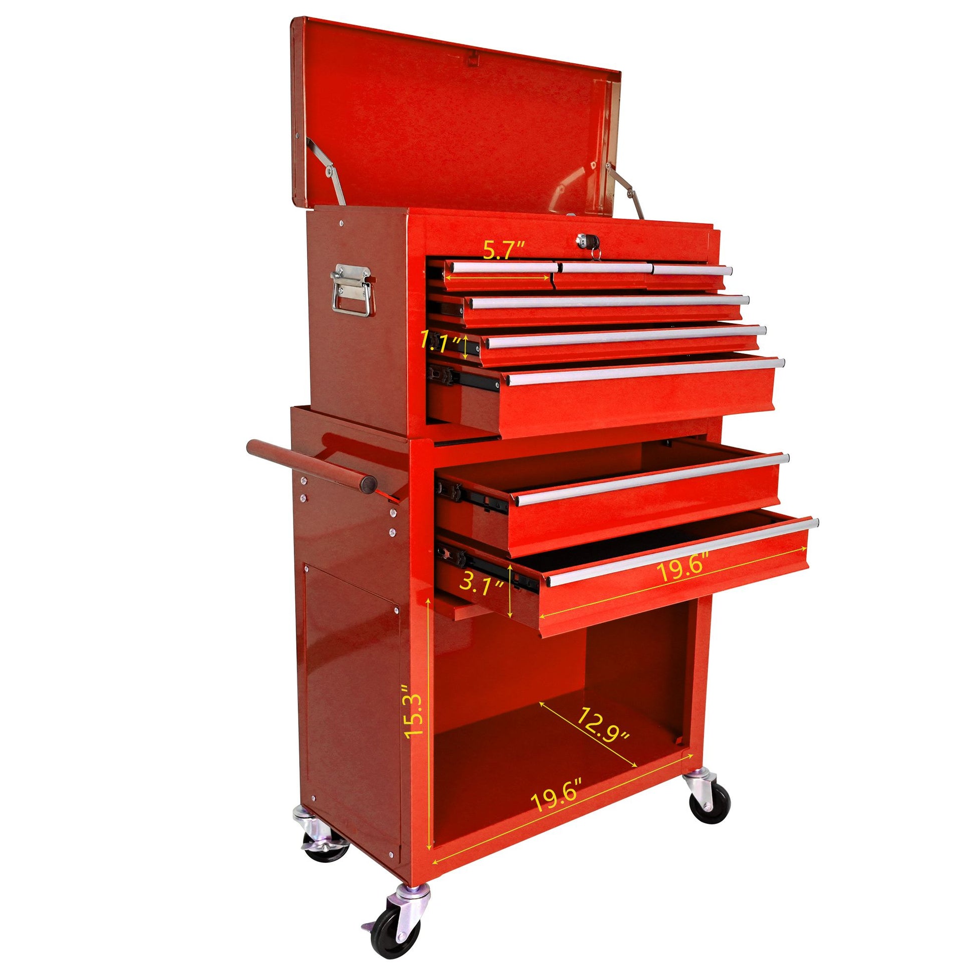 High Capacity Rolling Tool Chest with Wheels and Drawers, 8-Drawer Tool Storage Cabinet--RED image 5