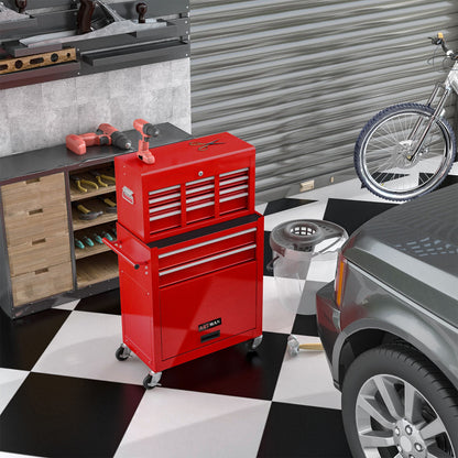 High Capacity Rolling Tool Chest with Wheels and Drawers, 8-Drawer Tool Storage Cabinet--RED image 1