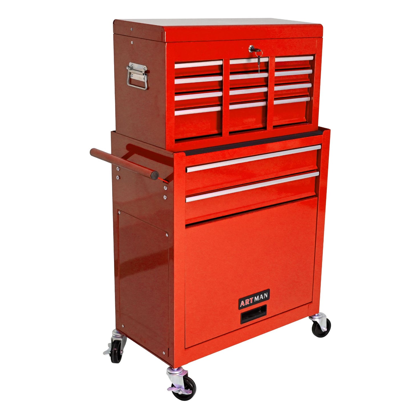 High Capacity Rolling Tool Chest with Wheels and Drawers, 8-Drawer Tool Storage Cabinet--RED image 3