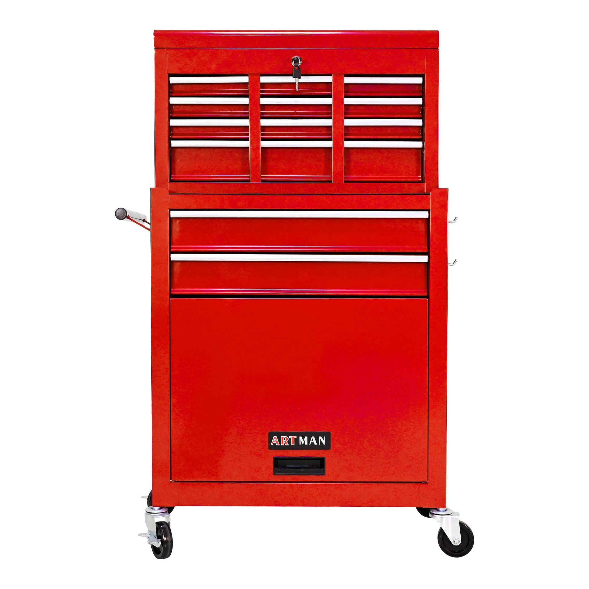 High Capacity Rolling Tool Chest with Wheels and Drawers, 8-Drawer Tool Storage Cabinet--RED image 2