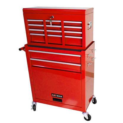 High Capacity Rolling Tool Chest with Wheels and Drawers, 8-Drawer Tool Storage Cabinet--RED image 4