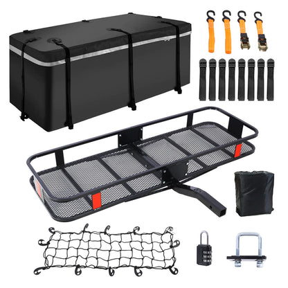 Hitch Mount Cargo Carrier Basket 60" X 21" X 6"+Waterproof Cargo Bag 13 Cubic Feet(56" 20" 20"),Hauling Weight Capacity  image 1