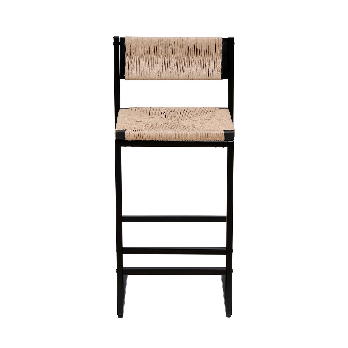 Honey Bar Stools Set of 2 Paper Rope Weave Dining Chairs with Back Hand Weave Stools for Kichen Island, Bar & Counter (H image 9