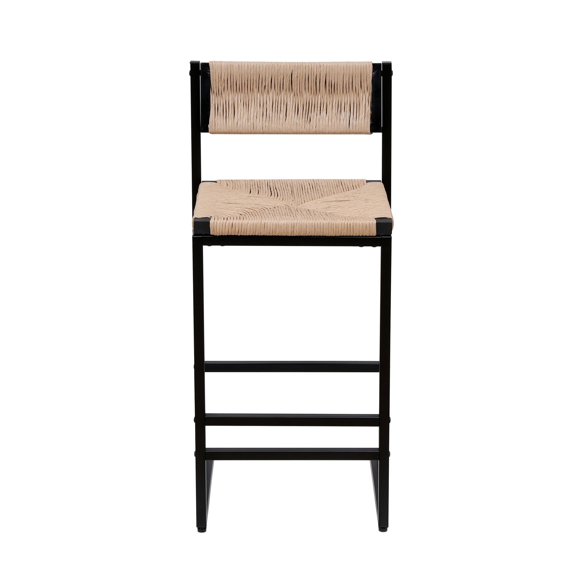 Honey Bar Stools Set of 2 Paper Rope Weave Dining Chairs with Back Hand Weave Stools for Kichen Island, Bar & Counter (H image 9