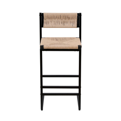 Honey Bar Stools Set of 2 Paper Rope Weave Dining Chairs with Back Hand Weave Stools for Kichen Island, Bar & Counter (H image 9