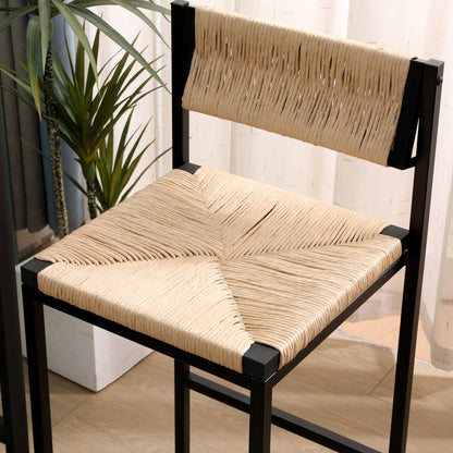 Honey Bar Stools Set of 2 Paper Rope Weave Dining Chairs with Back Hand Weave Stools for Kichen Island, Bar & Counter (H image 13